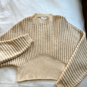 Beige Nude TopShop cropped wide arm sweater
